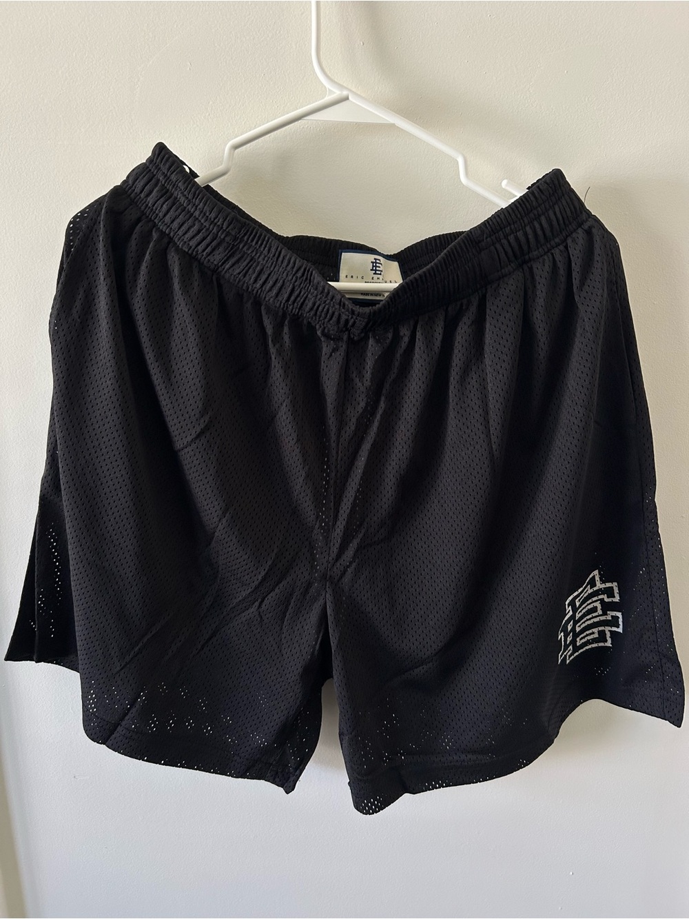 Eric Emanuel Black Mesh Shorts with Branded Waistband